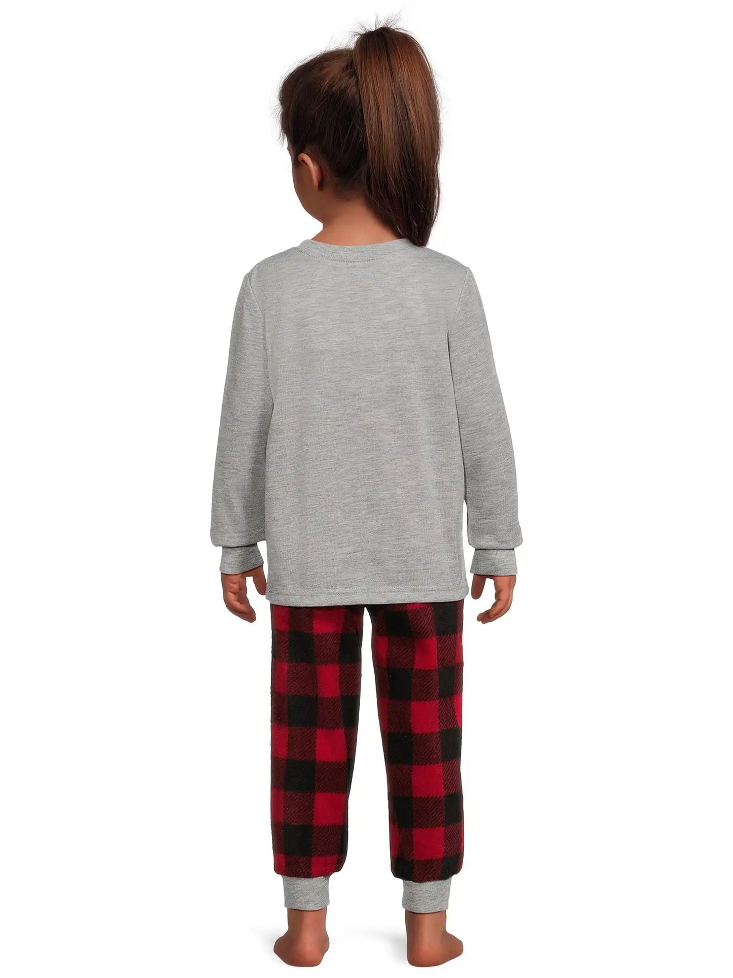 Jolly Jammies Baby and Toddler Unisex Matching Family Pajamas Christmas Crew Long Sleeve Top and Pants, 2-Piece Sleepwear Set