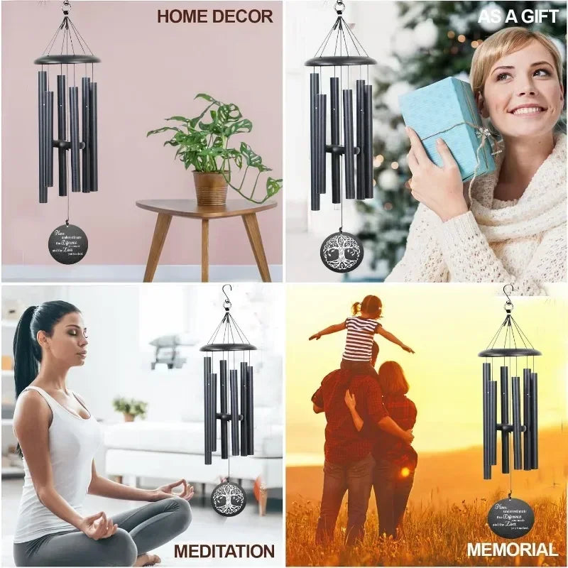 Black Tree of Life Wind Chime Inspirational Retirement Gifts for Men Women Teacher Co-Worker Employee Nanny Nurse