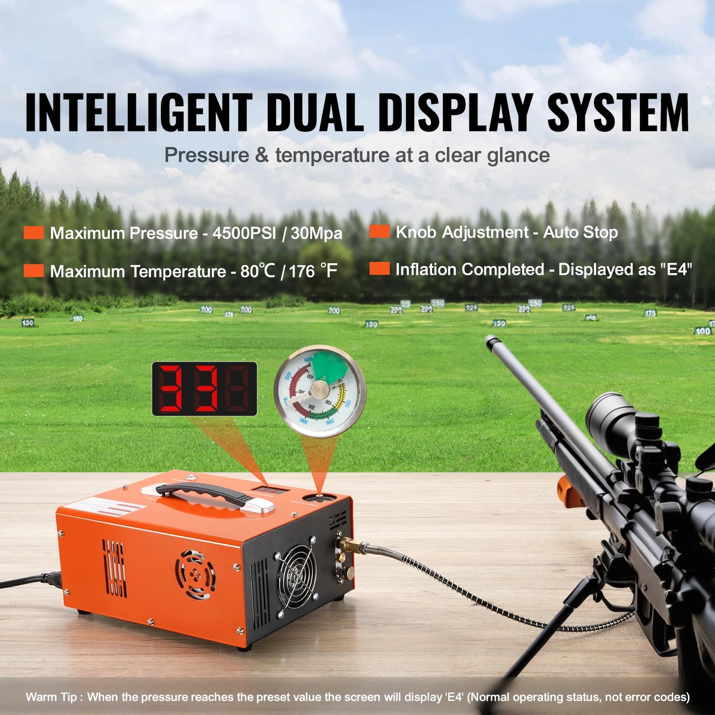 SucceBuy PCP Air Compressor  4500PSI Portable PCP Airgun Compressor Auto-Stop Oil Free Pump for Air Rifle Scuba Diving Bottle