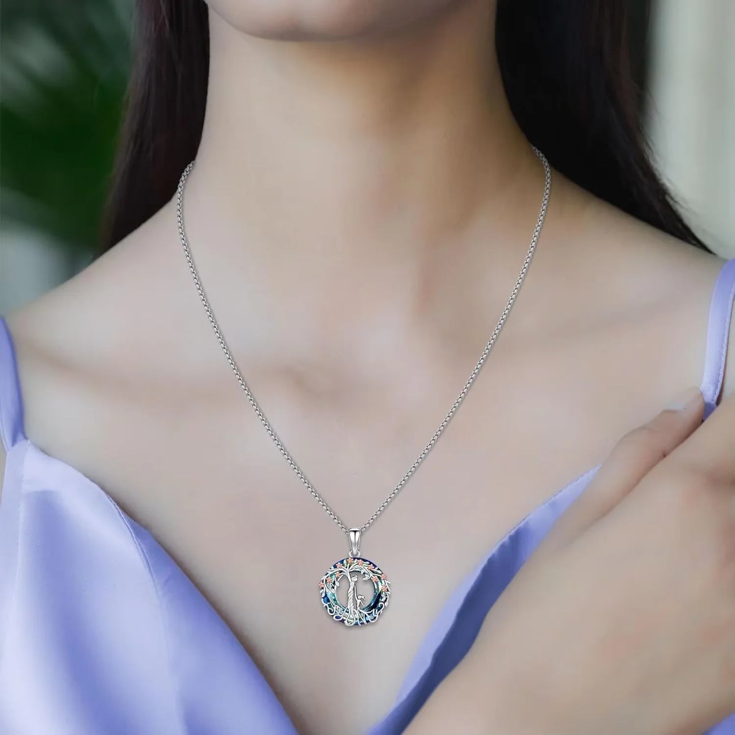 925 Sterling Silver Tree of Life Necklace Pendant Abalone Shell Celtic Knot Family Tree Jewelry Unisex Father's Day Gift