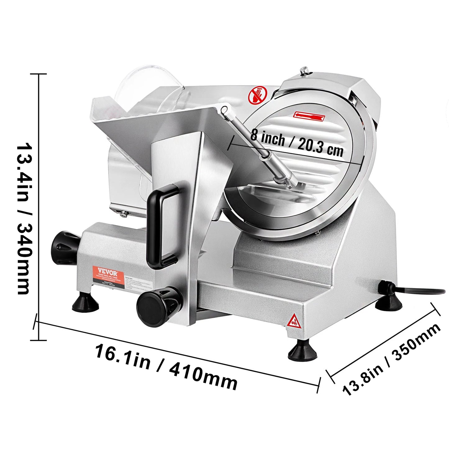 SucceBuy Meat Slicer 8/10inch Carbon Steel Blade Electric Deli Food Slicer Adjustable Thickness Commercial Home Cut Meat Cheese