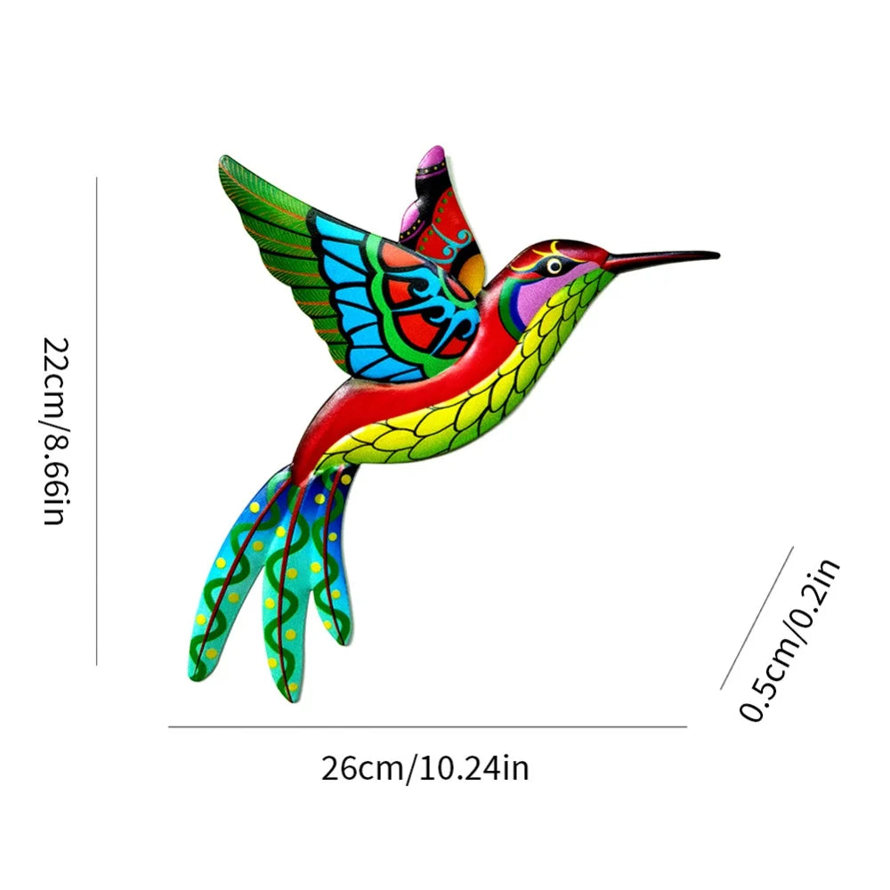 Wrought Iron Hummingbird Wall Hanging Art for Home Decor Indoor Outdoor Universal Garden Bedroom Office