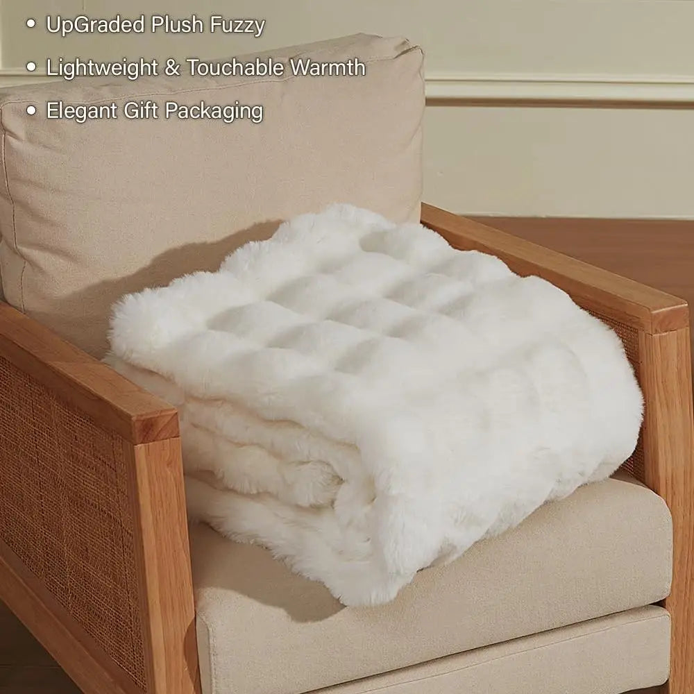 DUTRIEUX Faux Fur Throw Blanket Plush Cozy Warm All Seasons
