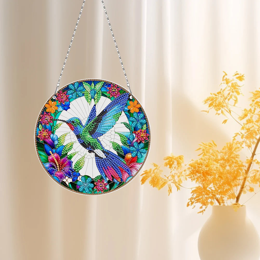 3Pcs 2D/Flat DIY Hanging Special Shape Diamond Art Kits Rhinestone Diamond Art Window Pendants Window Hanging Art for Home Decor