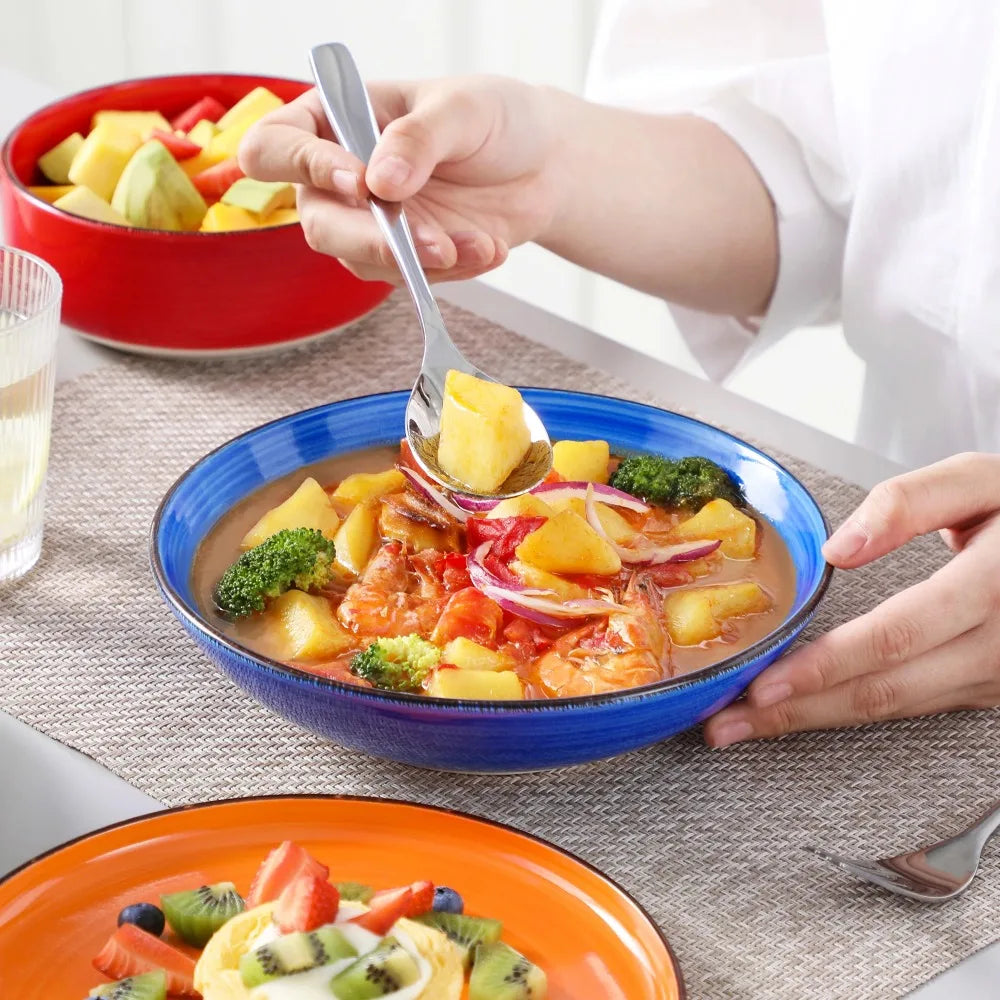 MALACASA 24 Piece Ceramic Tableware Set Hand Painted