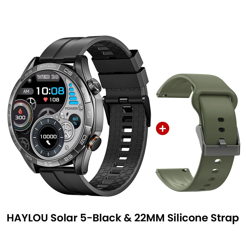 Haylou Solar 5 Voice Calling Smartwatch 1.58 Inch AMOLED Display 60Hz Sports Smartwatch for Men with 24 Hour Health Monitoring