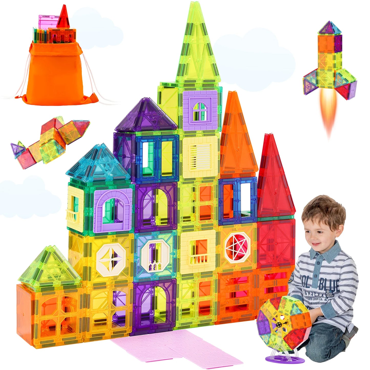 SucceBuy 181Piece Magnetic Tiles Set For Toddlers Educational BuildingBlocksforCreativeLearning