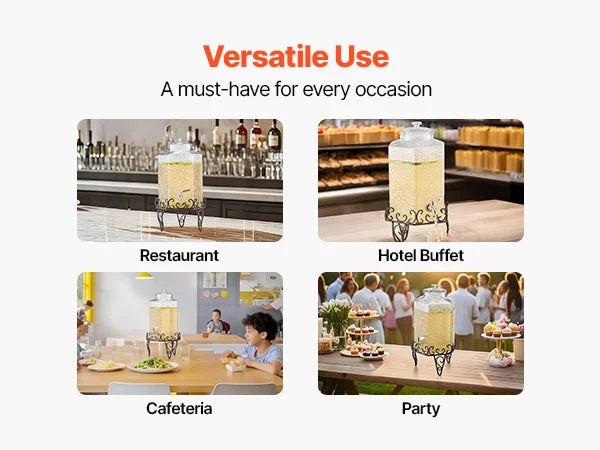 Drink Dispenser 2.5 Gal Beverage Dispenser for Parties Glass with Stand