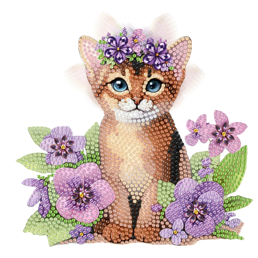 Green Lemon Love Diamond Painting Cat Shaking Head Kit