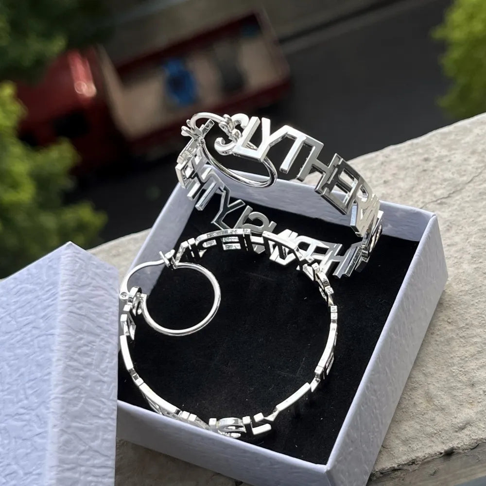 Duoying Custom Name Hoop Earrings Personalized Initial