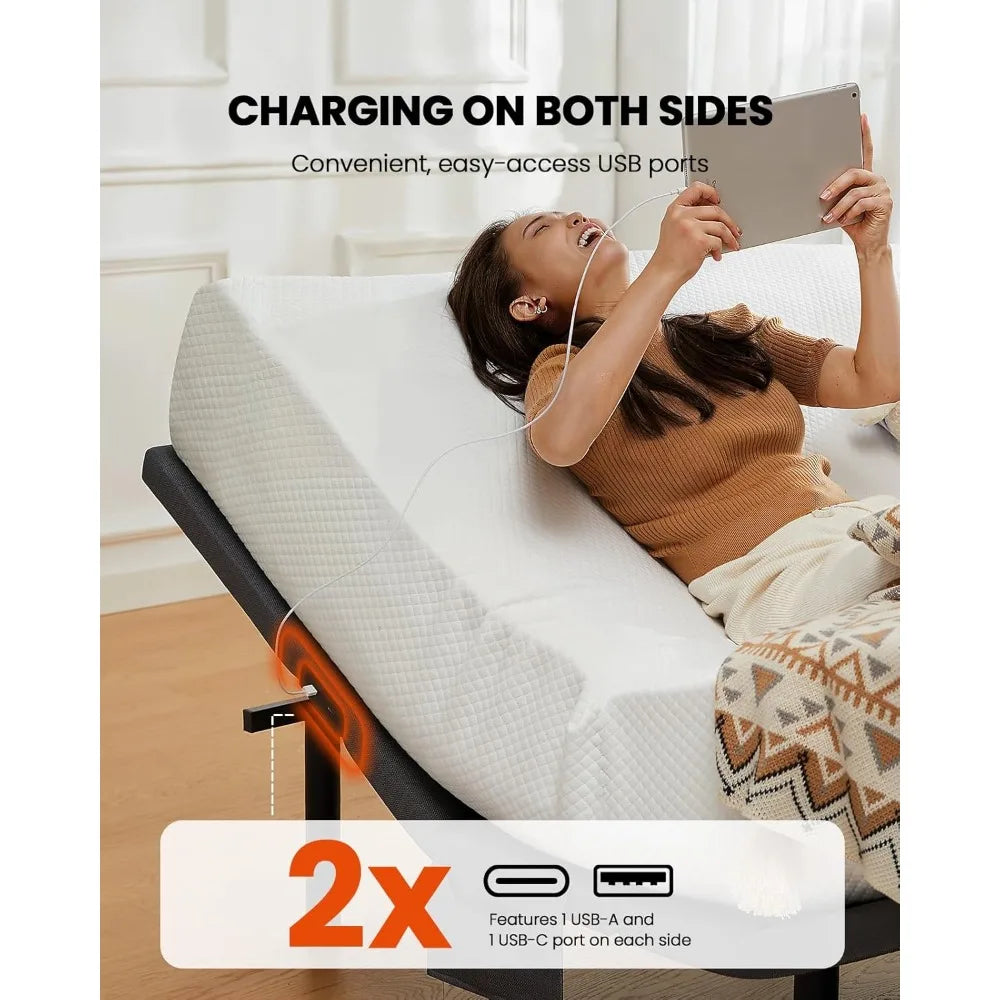 Green Lemon Love Amada Adjustable Bed Frame With Massage