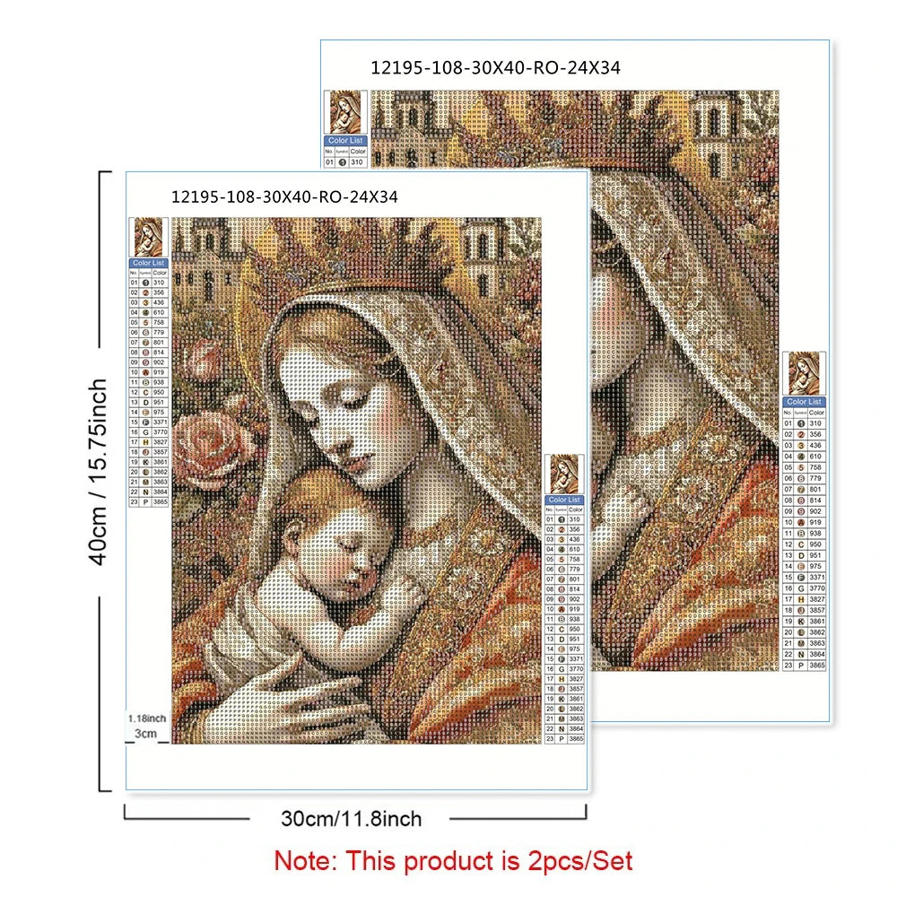Green Lemon Love Virgin Mary Diamond Painting Kit 5D Round