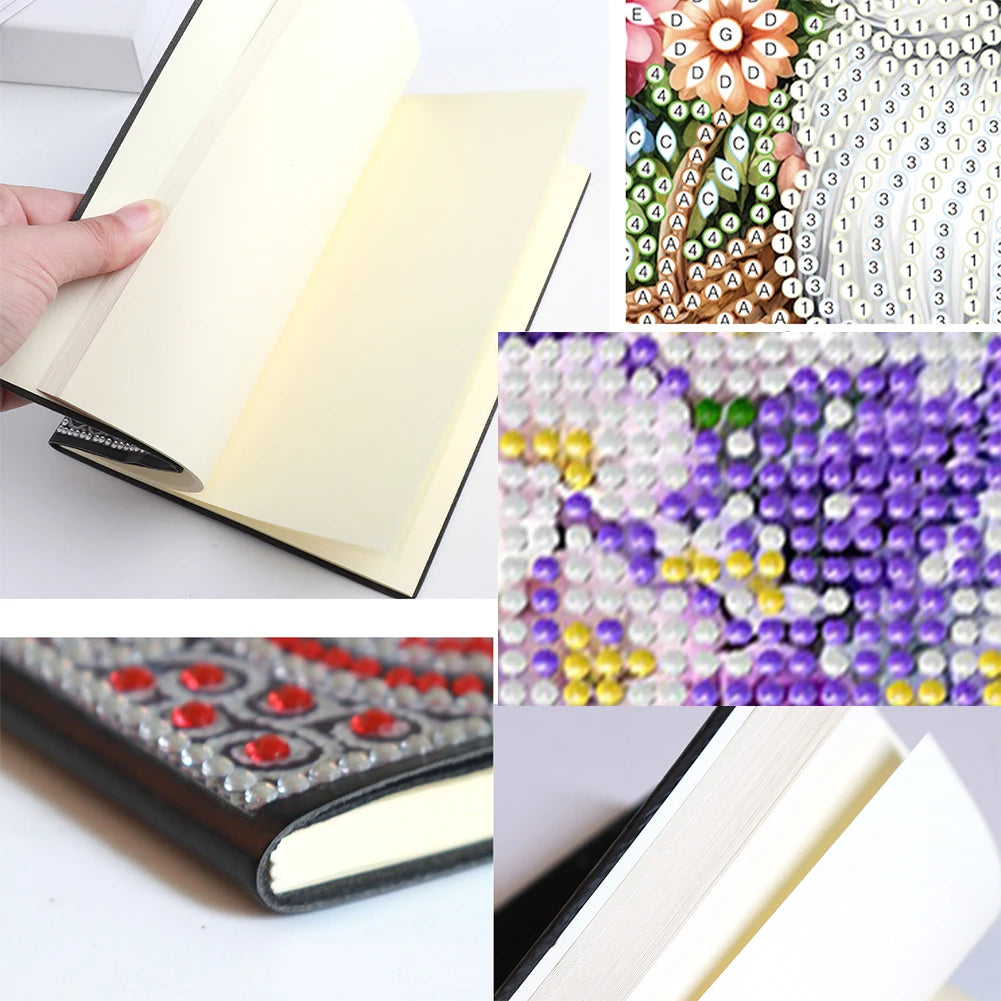 5D DIY Flower Diamond Art Painting Notebook Kit Crystal Notepad Sketchbook Gifts