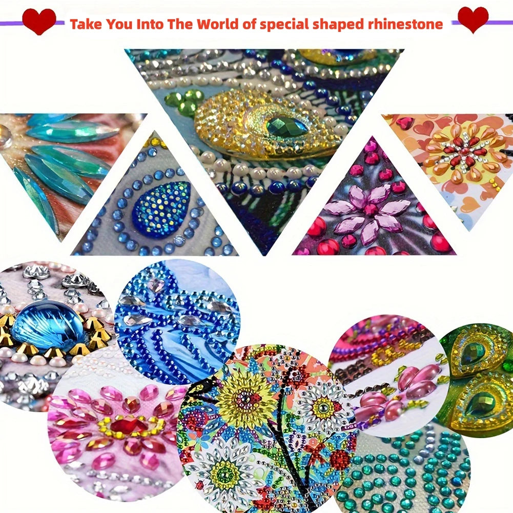 8Pcs DIY Owl Diamond Painting Art Bookmarks with Crystal Pendants for Reading
