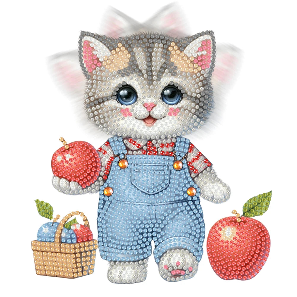 Green Lemon Love Diamond Painting Cat Shaking Head Kit