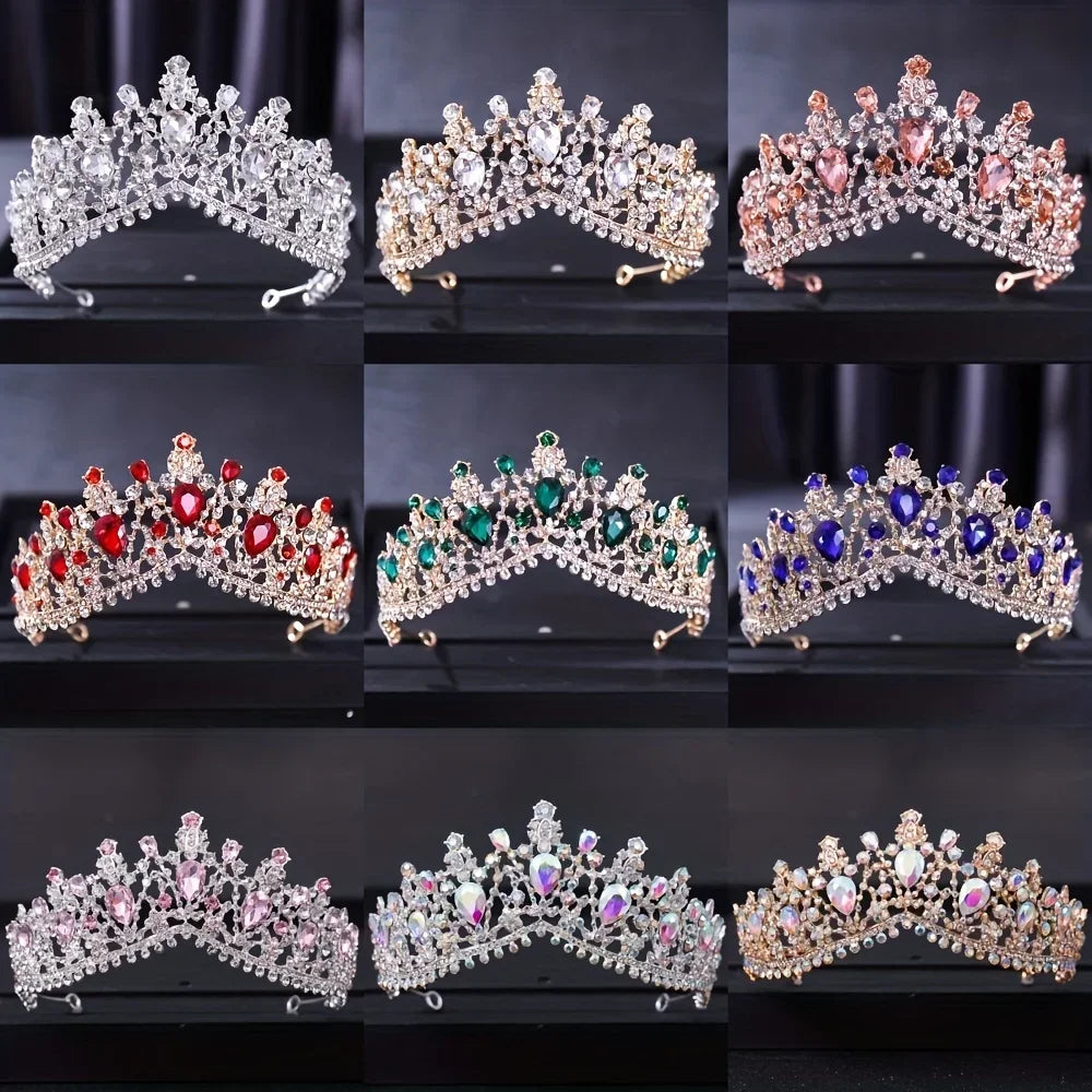 TUANMINGCN Baroque Crystal Tiara Crown for Bride Hair