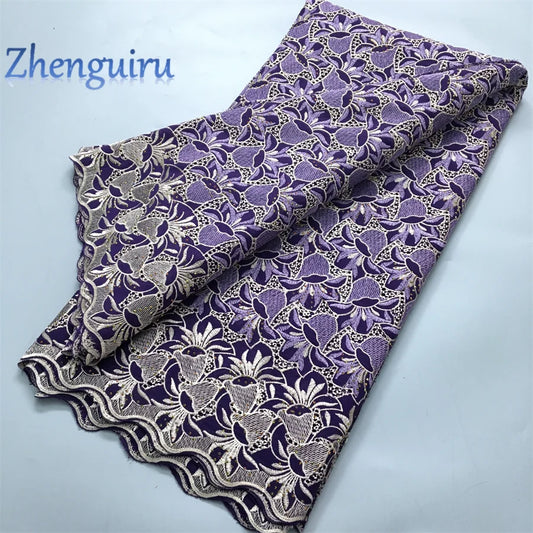 African Lace Fabric 2025 Swiss Voile Cotton Lace Elegant Nigerian Embroidered Cotton Lace Fabric 5 Yards for Women Sew A4016