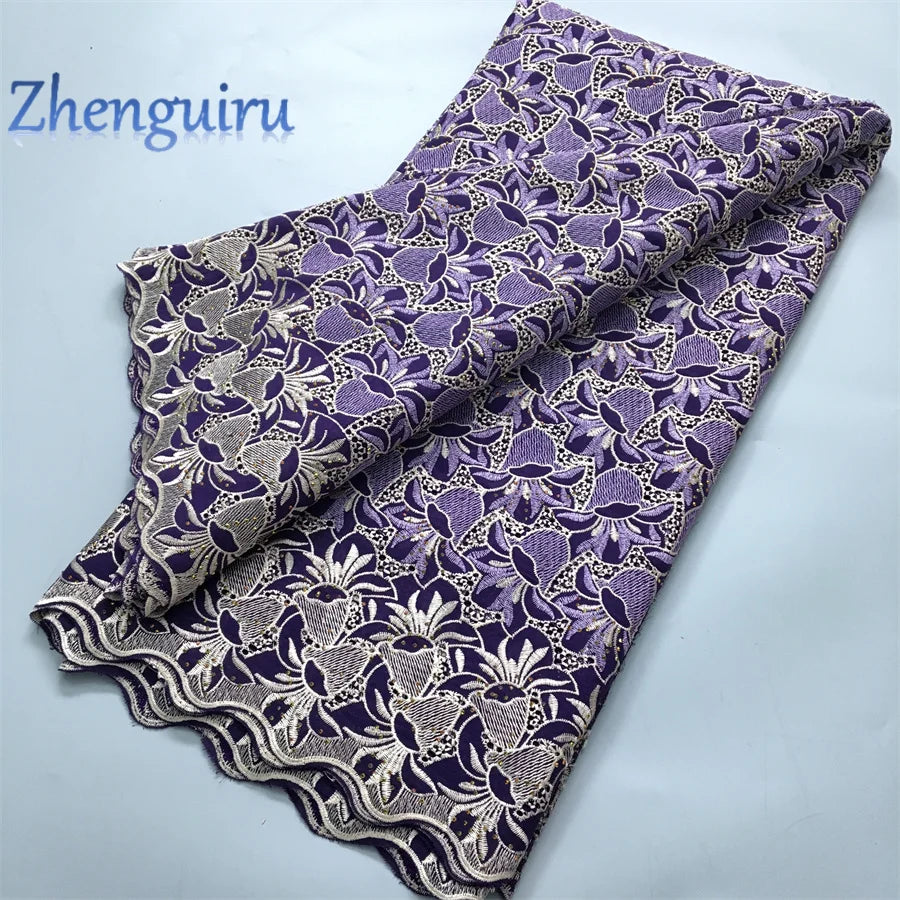 African Lace Fabric 2025 Swiss Voile Cotton Lace Elegant Nigerian Embroidered Cotton Lace Fabric 5 Yards for Women Sew A4016