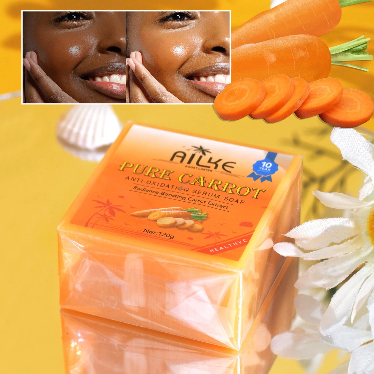 AILKE Carrot Whitening Soap For Face And Body Brightening