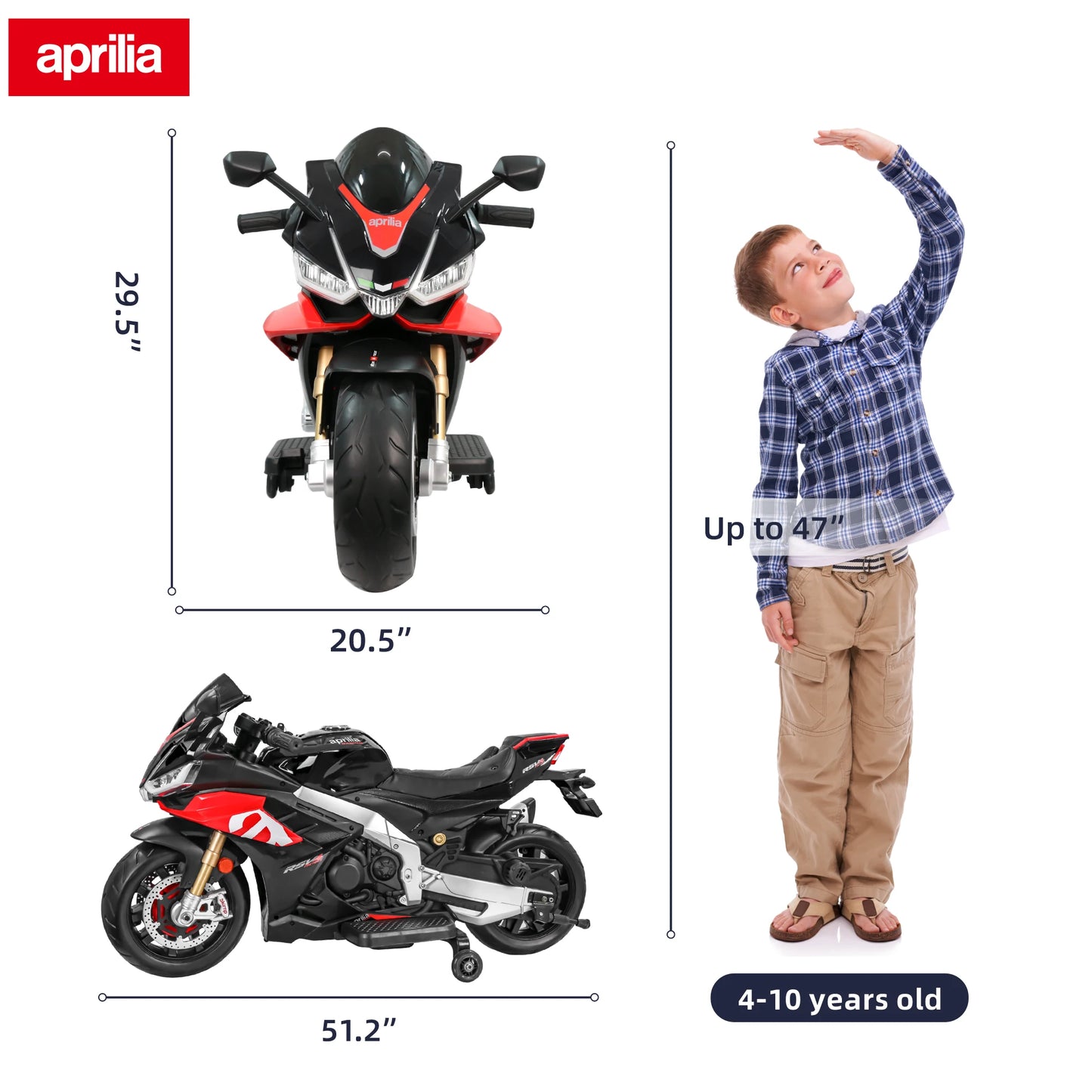 Aprilia Licensed 24V Kids Electric Motorcycle Ride On With LED Lights Bluetooth Music
