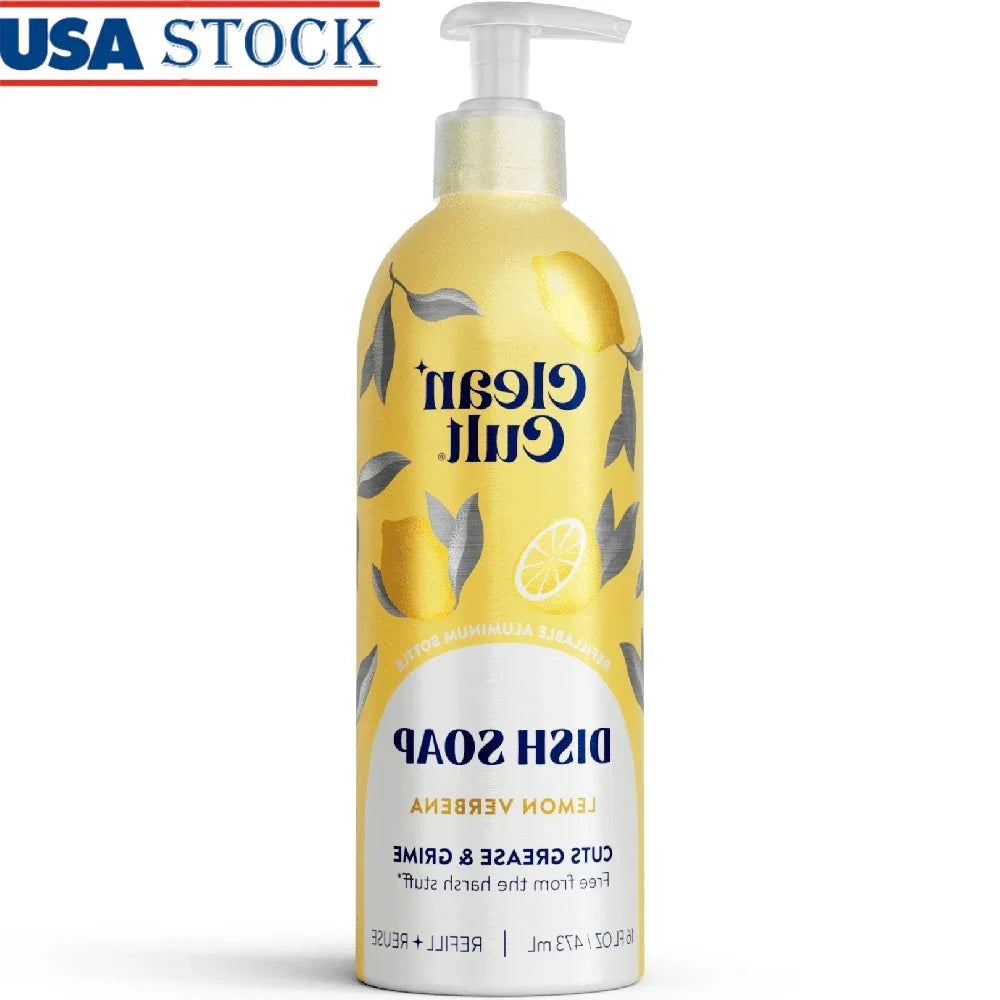 Green Lemon Love Refillable Aluminum Dish Soap Bottle