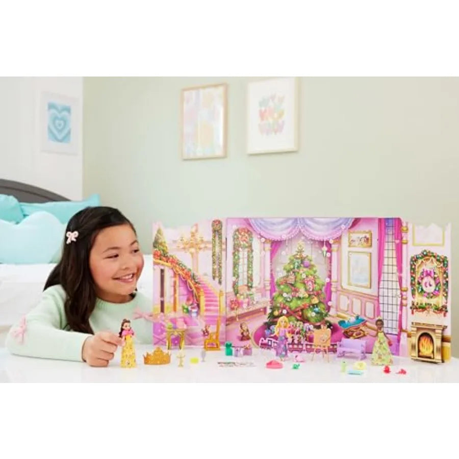 Mattel Disney Princess Advent Calendar 24 Surprises Featuring 3 Dolls 6 Fashion Outfits