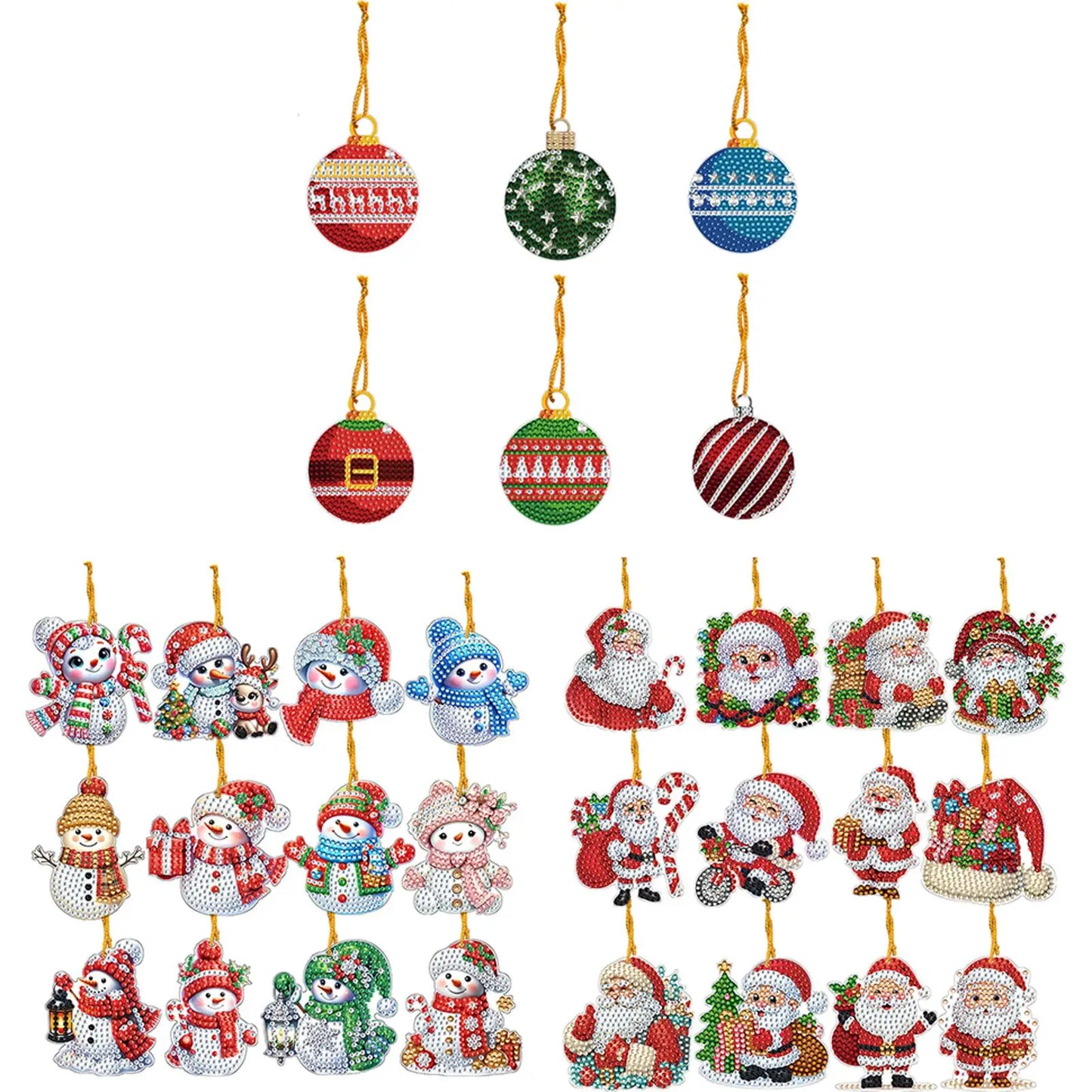 Xmas Theme 2D/Flat DIY Diamond Art Pendant Single Side Drill Acrylic Sparkling Diamond Pendant Window Hanging Art for Home Decor
