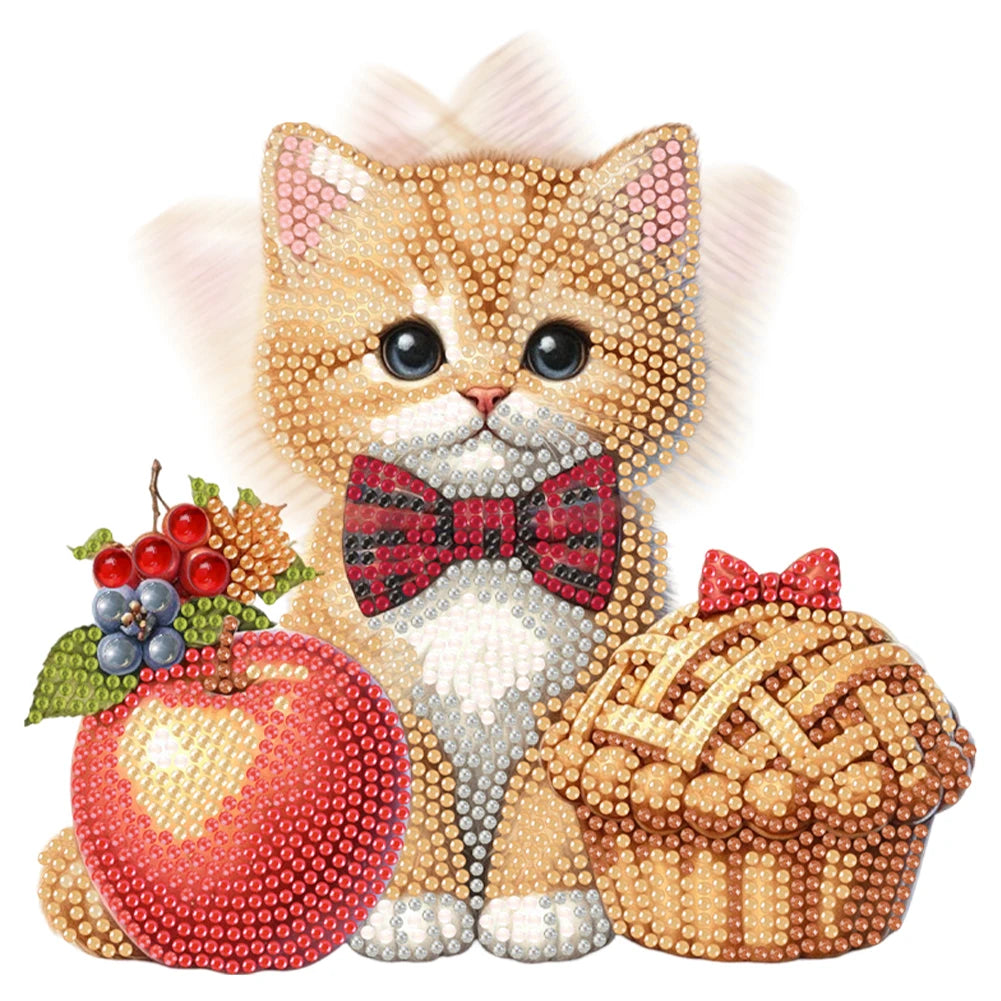 Green Lemon Love Diamond Painting Cat Shaking Head Kit