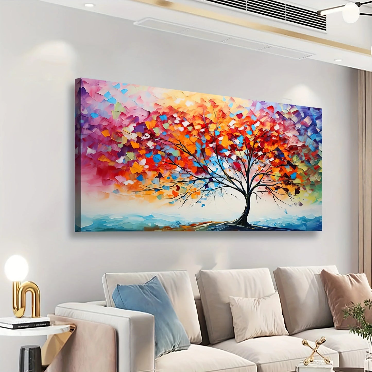 Modern Tree of Life Wall Art Decoration for Living Room and Office Farmhouse Style Horizontal Rectangle Painting 24x36 Inches