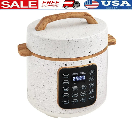 6-Quart Multi-Functional Pressure Cooker Touch Control Display 12 Pre-Set Recipes Fast Cooking Slow Cook Saute Steam Eggs Soup