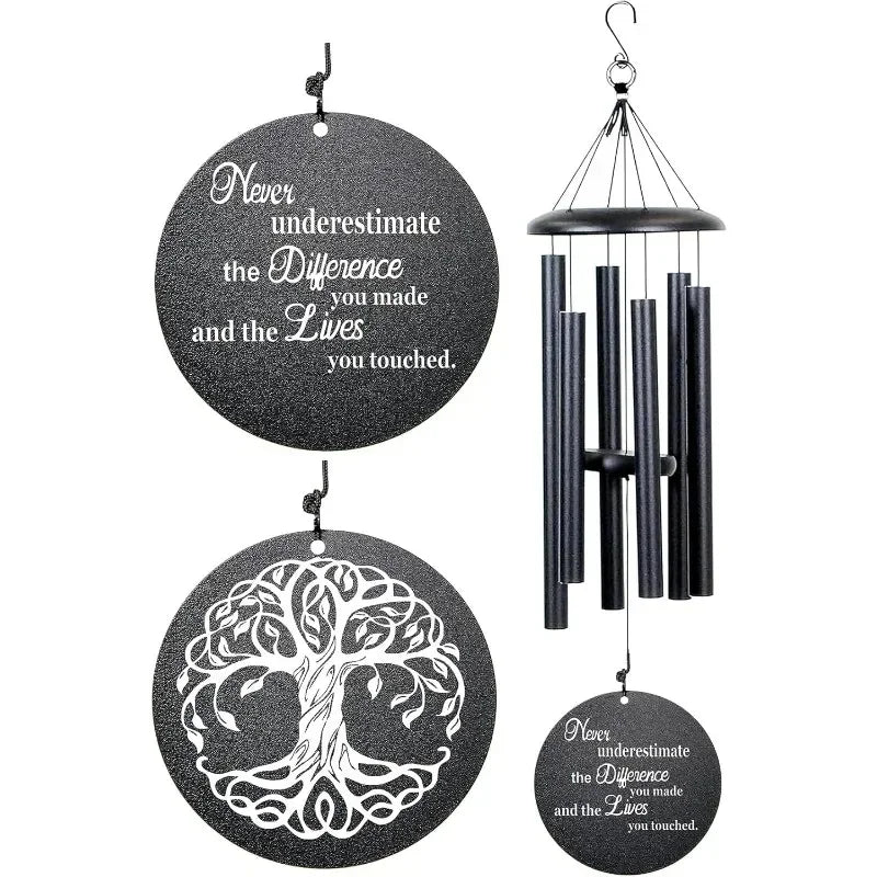 Black Tree of Life Wind Chime Inspirational Retirement Gifts for Men Women Teacher Co-Worker Employee Nanny Nurse