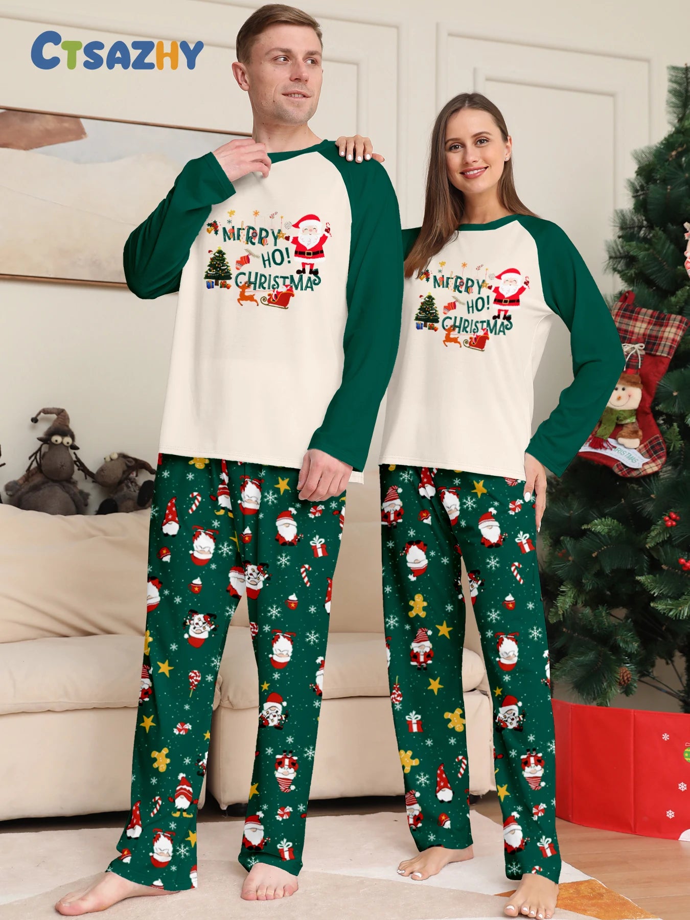 Guangdong Merry Ho Christmas Couple Pajamas Raglan Set