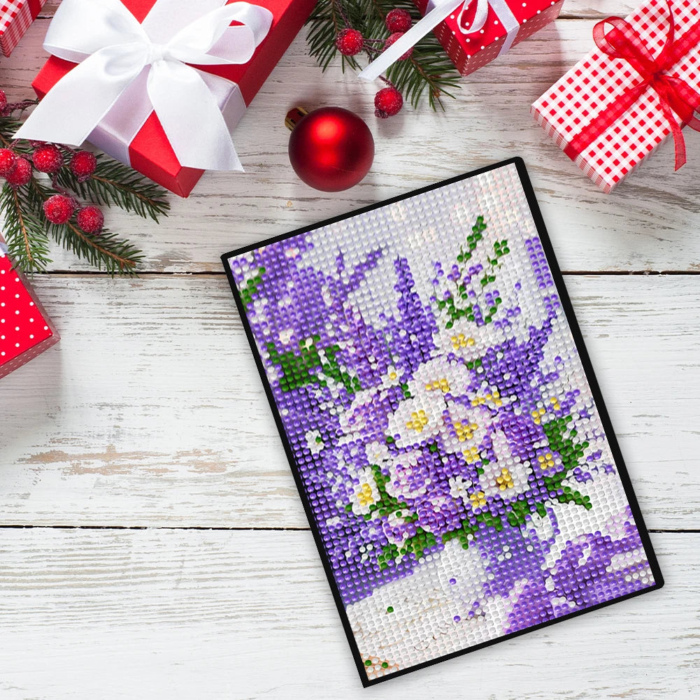 5D DIY Flower Diamond Art Painting Notebook Kit Crystal Notepad Sketchbook Gifts