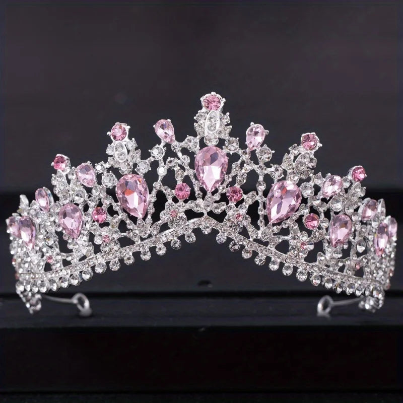 TUANMINGCN Baroque Crystal Tiara Crown for Bride Hair