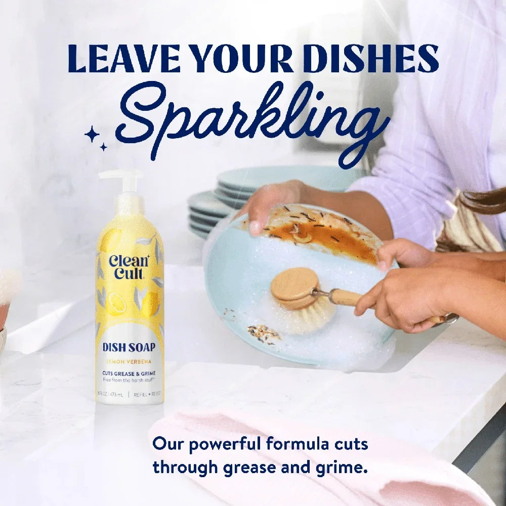 Green Lemon Love Refillable Aluminum Dish Soap Bottle