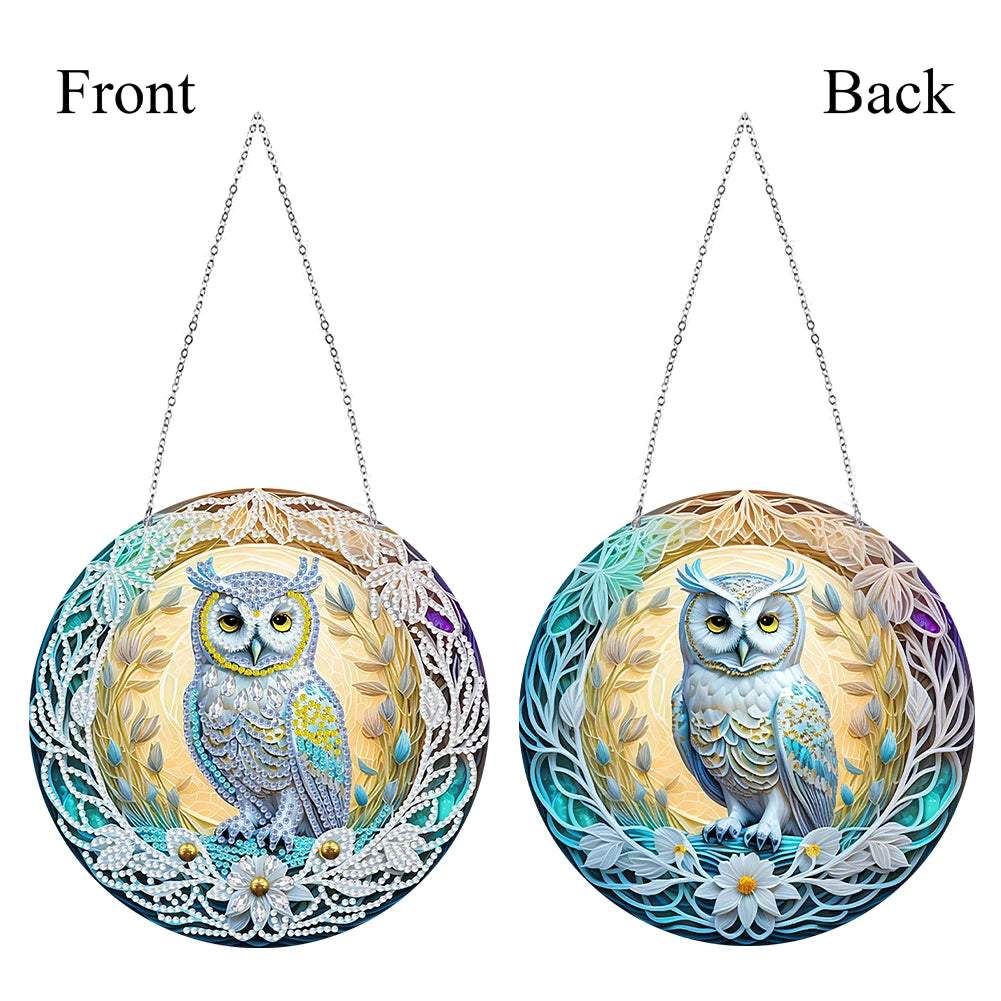DIY Crystal Diamond Pendant Paint by Number 5D Special Shaped Drill Pendant Hanging Ornament Round Arts Craft Acrylic for Gift