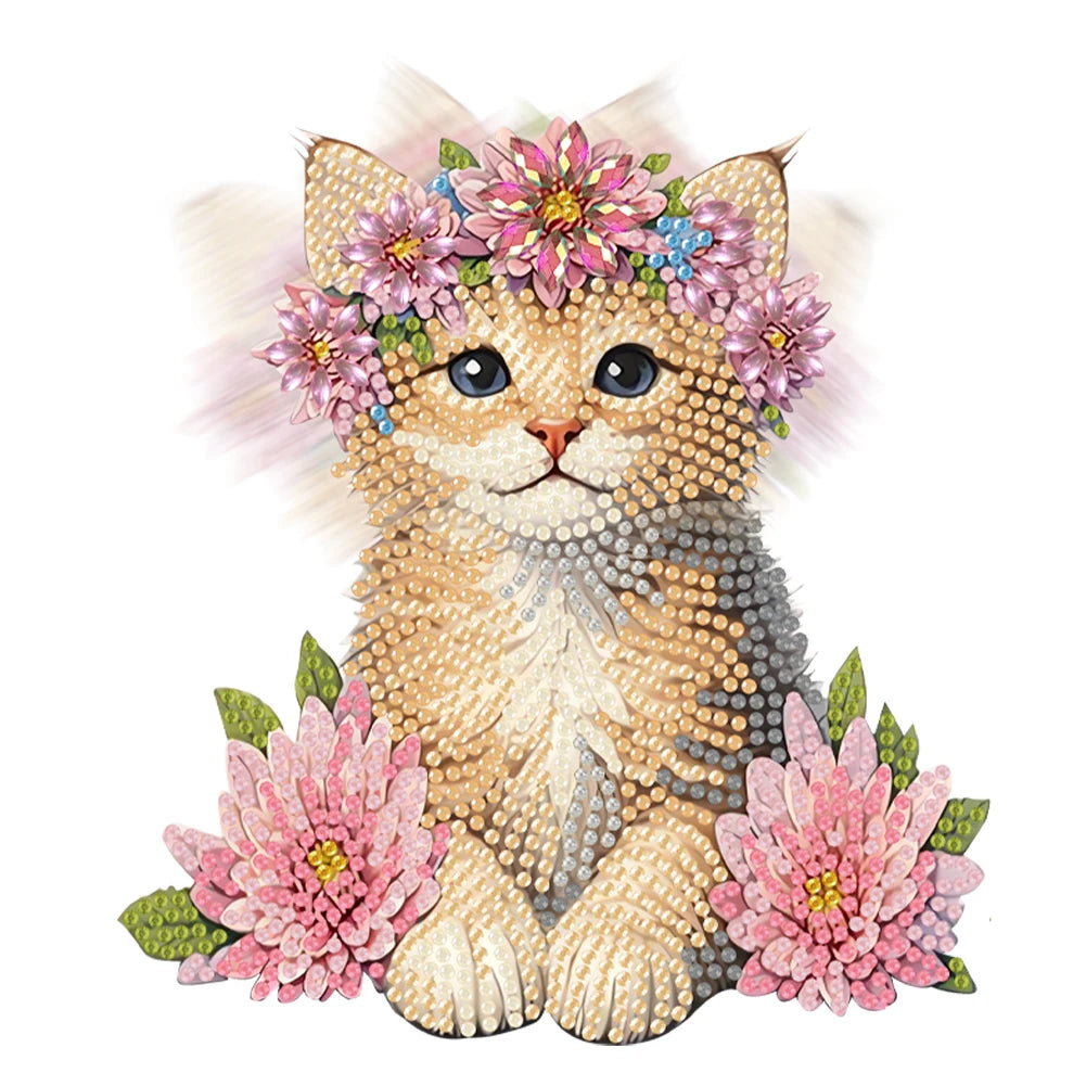 Green Lemon Love Diamond Painting Cat Shaking Head Kit