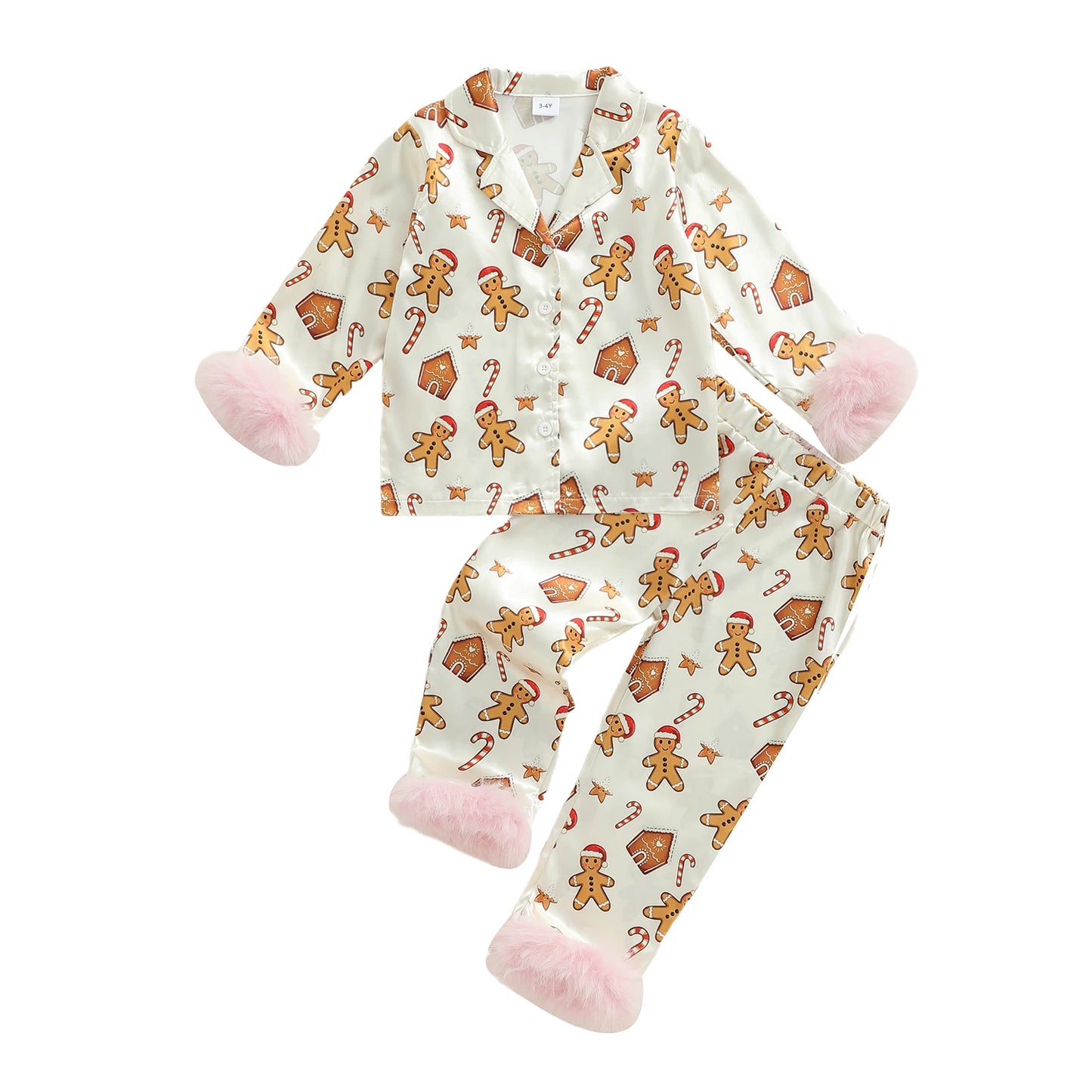 Infant 2-Piece Christmas Pajamas Set with Long Sleeve Gingerbread Man Print Shirt and Pants - Cozy Baby Loungewear for the