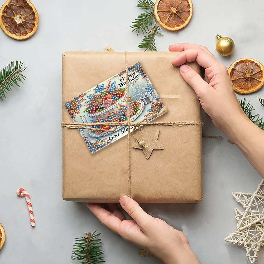 10pcs DIY Diamond Painting Crystal Scratch Card Party Event Gift Card (Birthday)