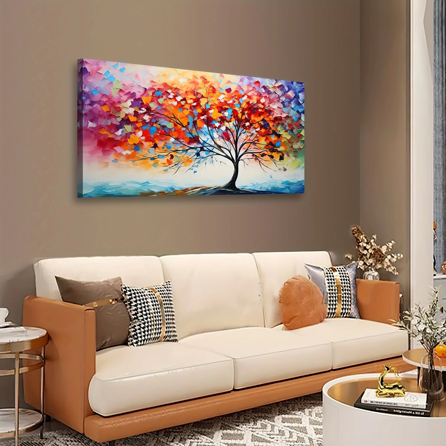 Modern Tree of Life Wall Art Decoration for Living Room and Office Farmhouse Style Horizontal Rectangle Painting 24x36 Inches