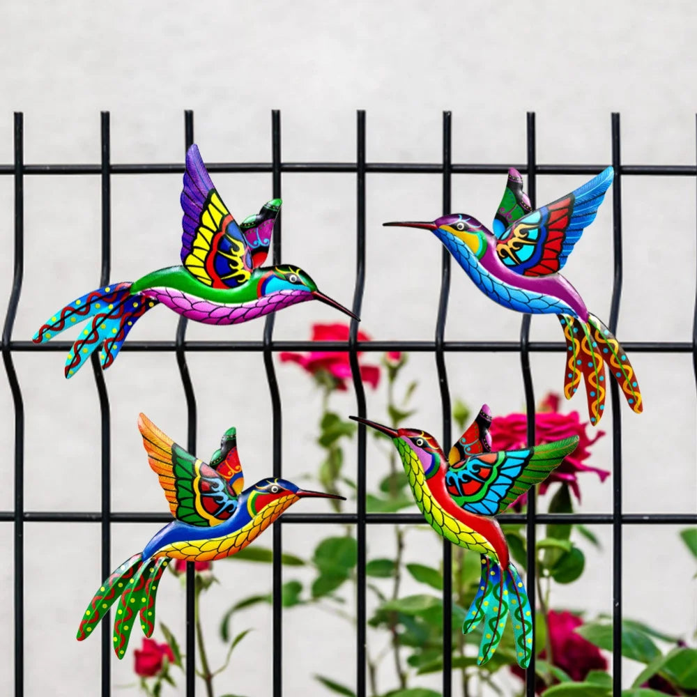 Wrought Iron Hummingbird Wall Hanging Art for Home Decor Indoor Outdoor Universal Garden Bedroom Office