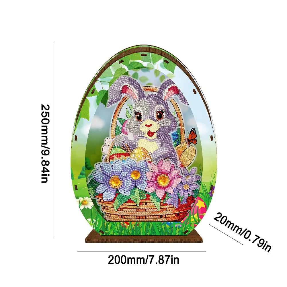 Wooden Diamond Painting Lamp Easter Egg Rabbit Special Shaped Crystal Drawing Bedside Night Light Crystal Drawing Lighting