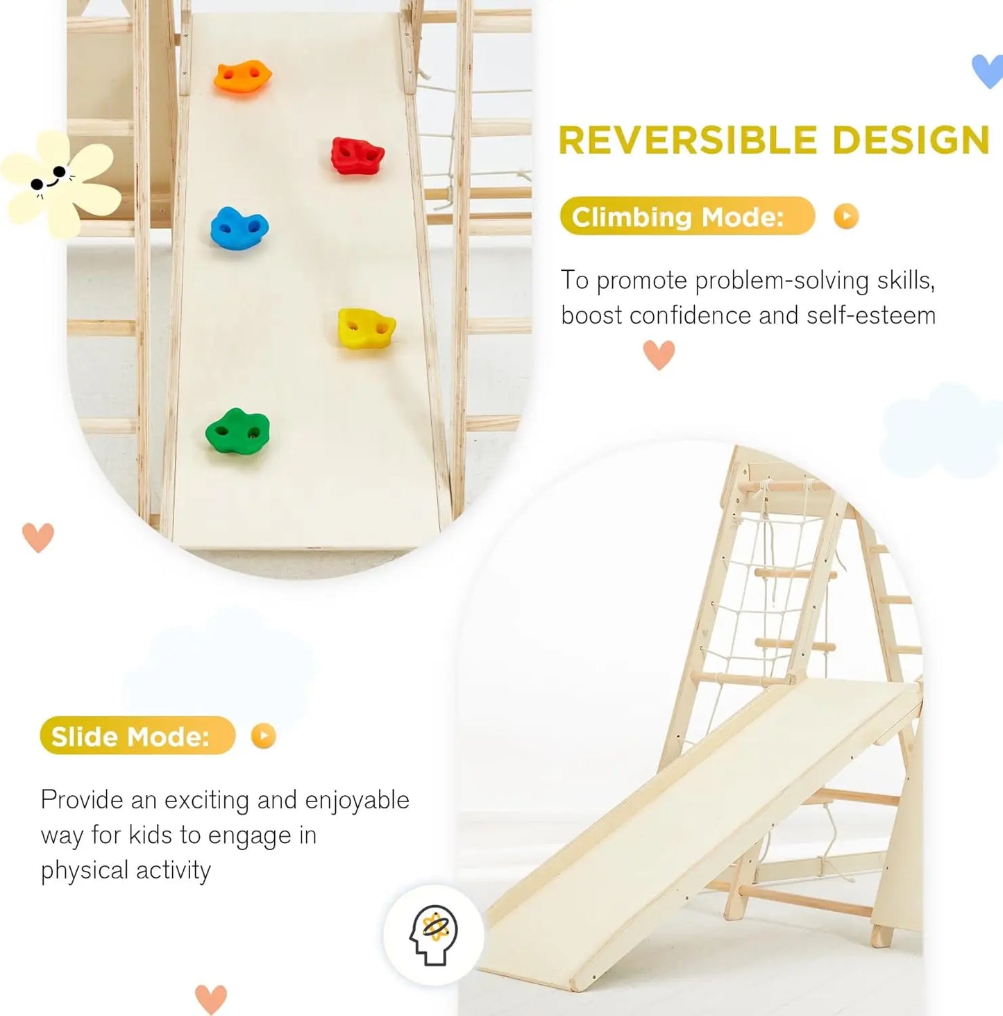 Indoor Jungle Gym 9 in 1 Kids Indoor Playground Climbing Toys with Climbing Wall Slide Monkey Bars Rope Ladder