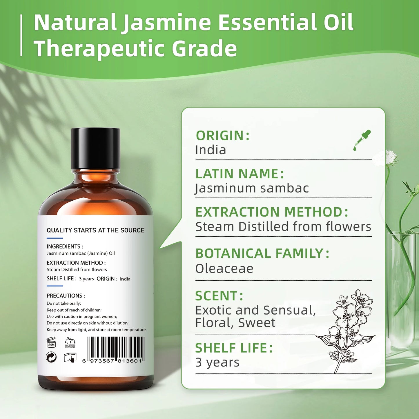 Hiqili Jasmine Ylang Ylang Orange Pure Essential Oil