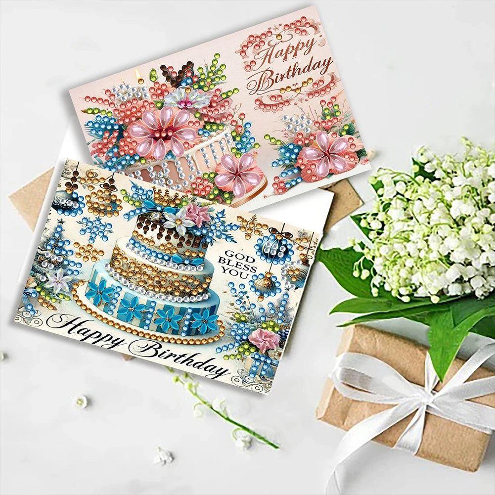 10pcs DIY Diamond Painting Crystal Scratch Card Party Event Gift Card (Birthday)