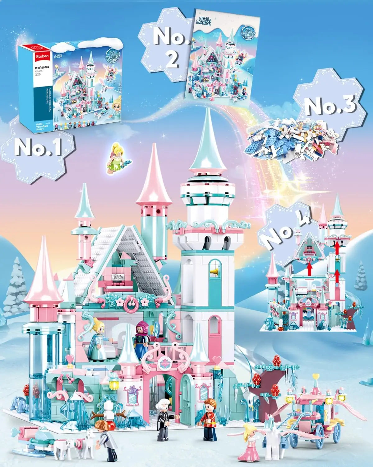 SLUBAN Frozen Castle Building Blocks Set With Princess Figures CollectorEditionExclusive