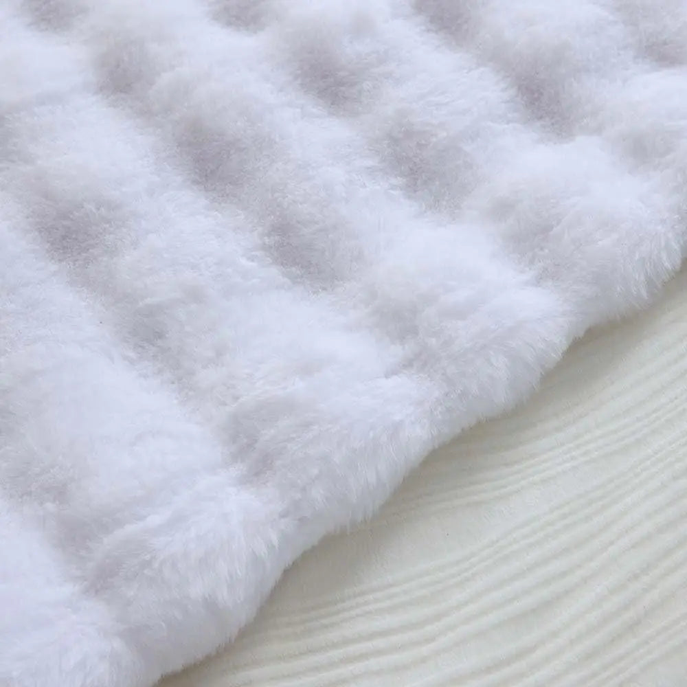 Faux Fur Throw Blanket Reversible Fuzzy Plush Bubble Fleece - Luxury Fluffy Blanket for Home Aesthetics Enthusiast Age 25-40