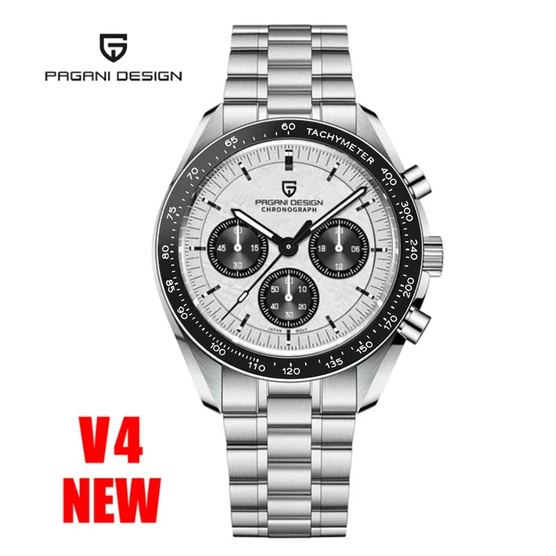 Pagani Design 2025 New Moon Men's Luxury Quartz Watch VK63 Chronograph AR Sapphire Mirror Ceramic Bezel Luminous