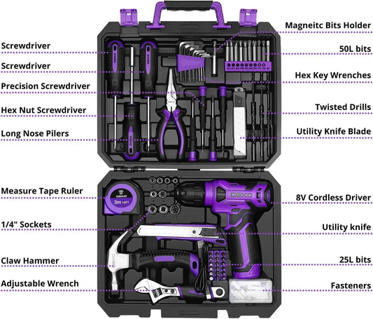 DEKO 8V Cordless Drill Set For Home DIY Projects Kit