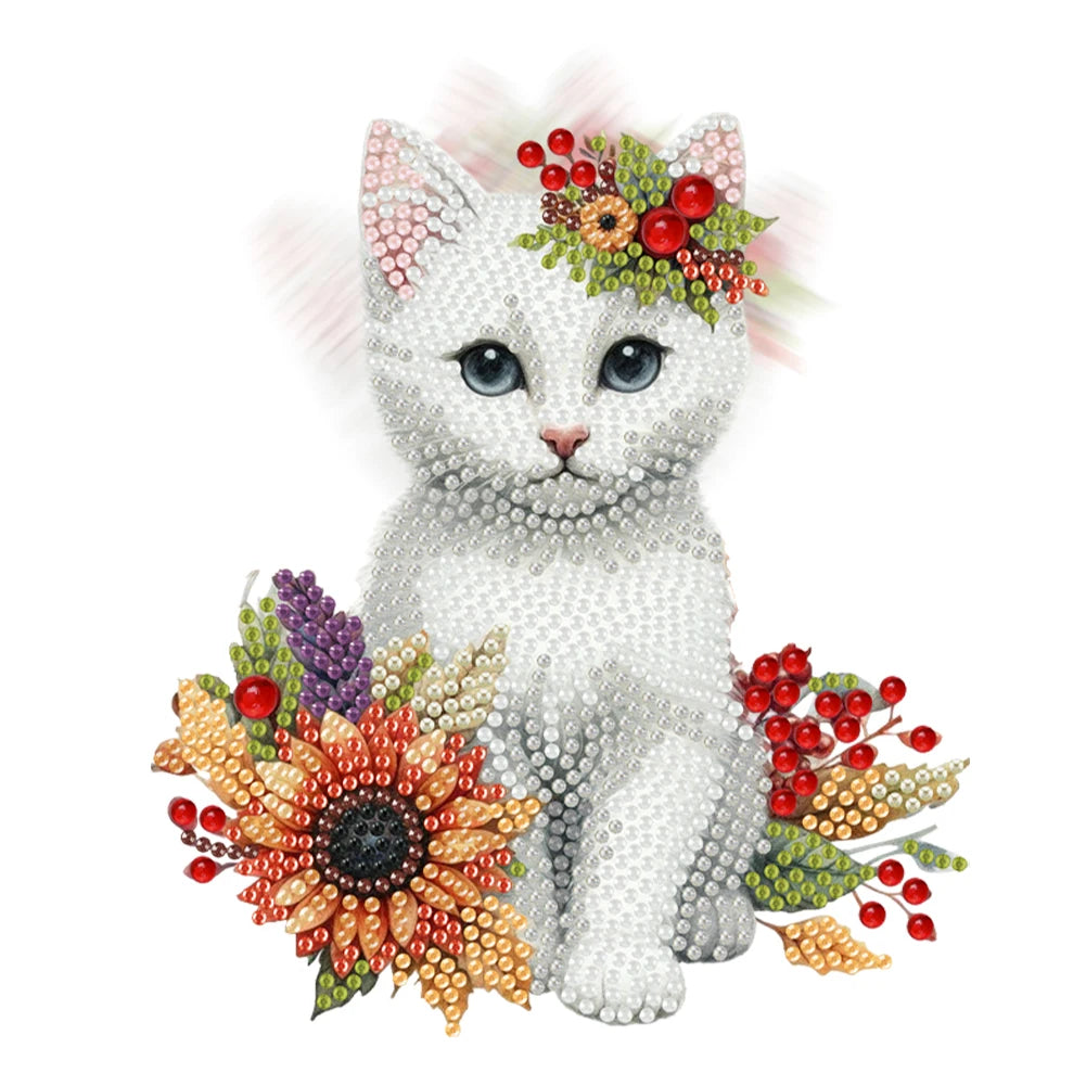 Green Lemon Love Diamond Painting Cat Shaking Head Kit